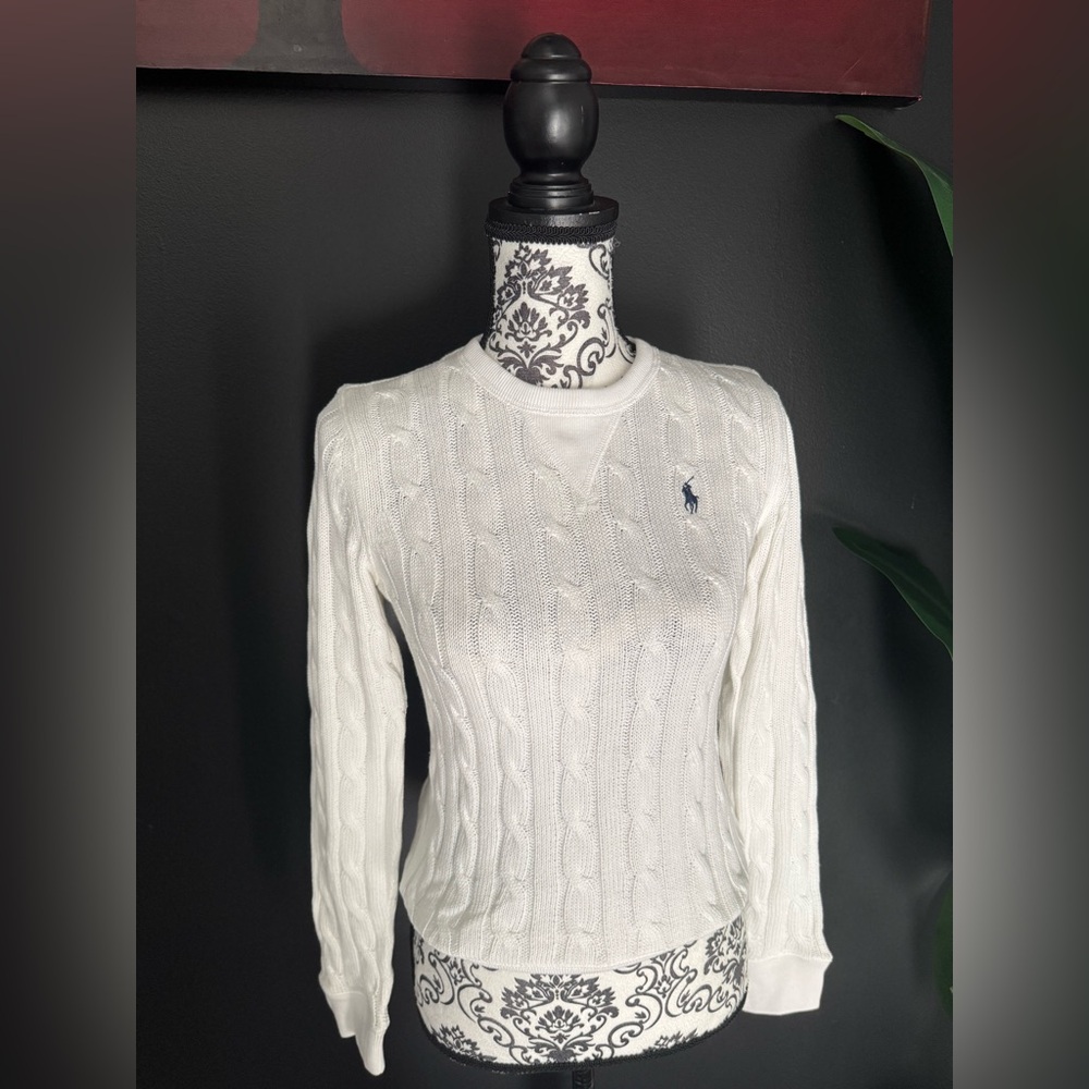 Polo by Ralph Lauren White Cable Knit Sweater